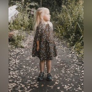 Rylee + Cru Dark Floral Hazel Dress 18-24 months brown floral